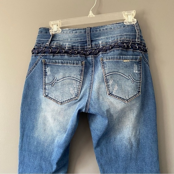 Vintage Y2K Distressed Jeans Low Rise Straight Leg McBling Denim Size 28 - Picture 8 of 15